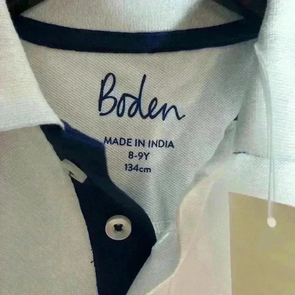NWT Boden Pique Boys White Polo - Size 8-9 - Picture 4 of 4